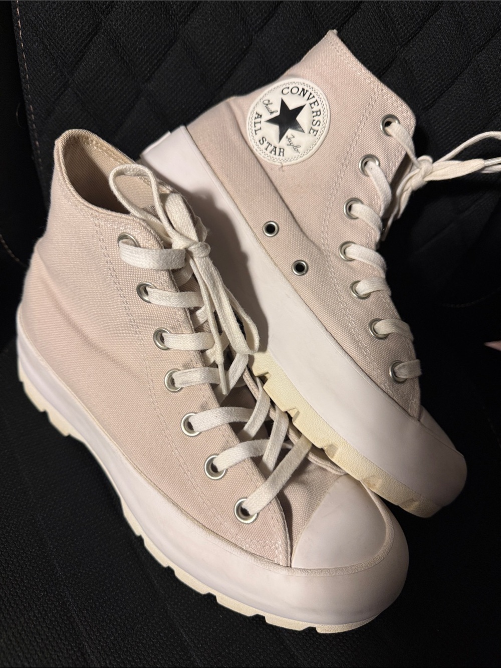 Converse High-Top Platform Sneakers in Light Pink Canvas